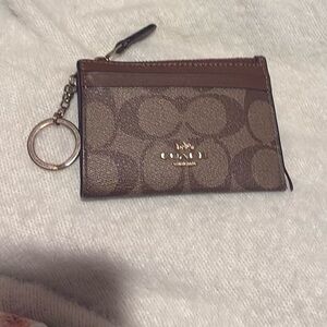 Coach Tan and Brown Signature Card Holder